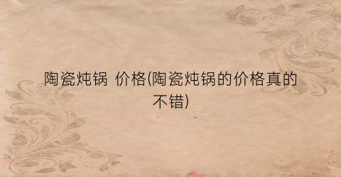 陶瓷炖锅 价格(陶瓷炖锅的价格真的不错)
